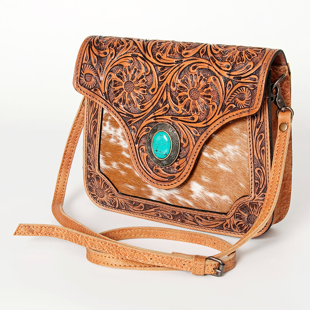 ADBG826D American Darling Hand Tooled Hair On Genuine Leather Women Bag Western Handbag Purse