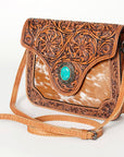 ADBG826D American Darling Hand Tooled Hair On Genuine Leather Women Bag Western Handbag Purse