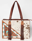 American Darling Hand Tooled Hair On Genuine Leather Women Bag Western Handbag Purse