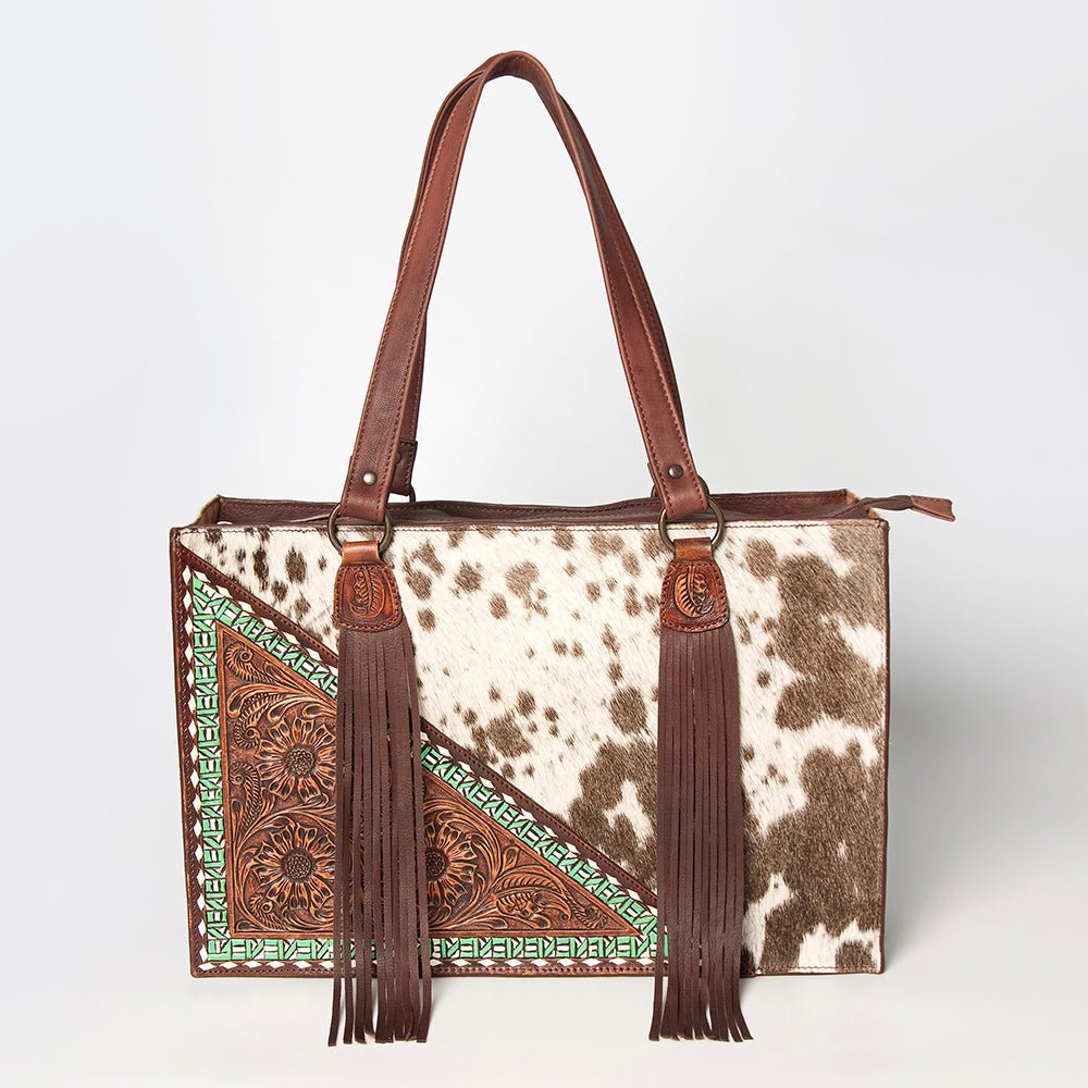 American Darling Hand Tooled Hair On Genuine Leather Women Bag Western Handbag Purse