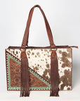 American Darling Hand Tooled Hair On Genuine Leather Women Bag Western Handbag Purse