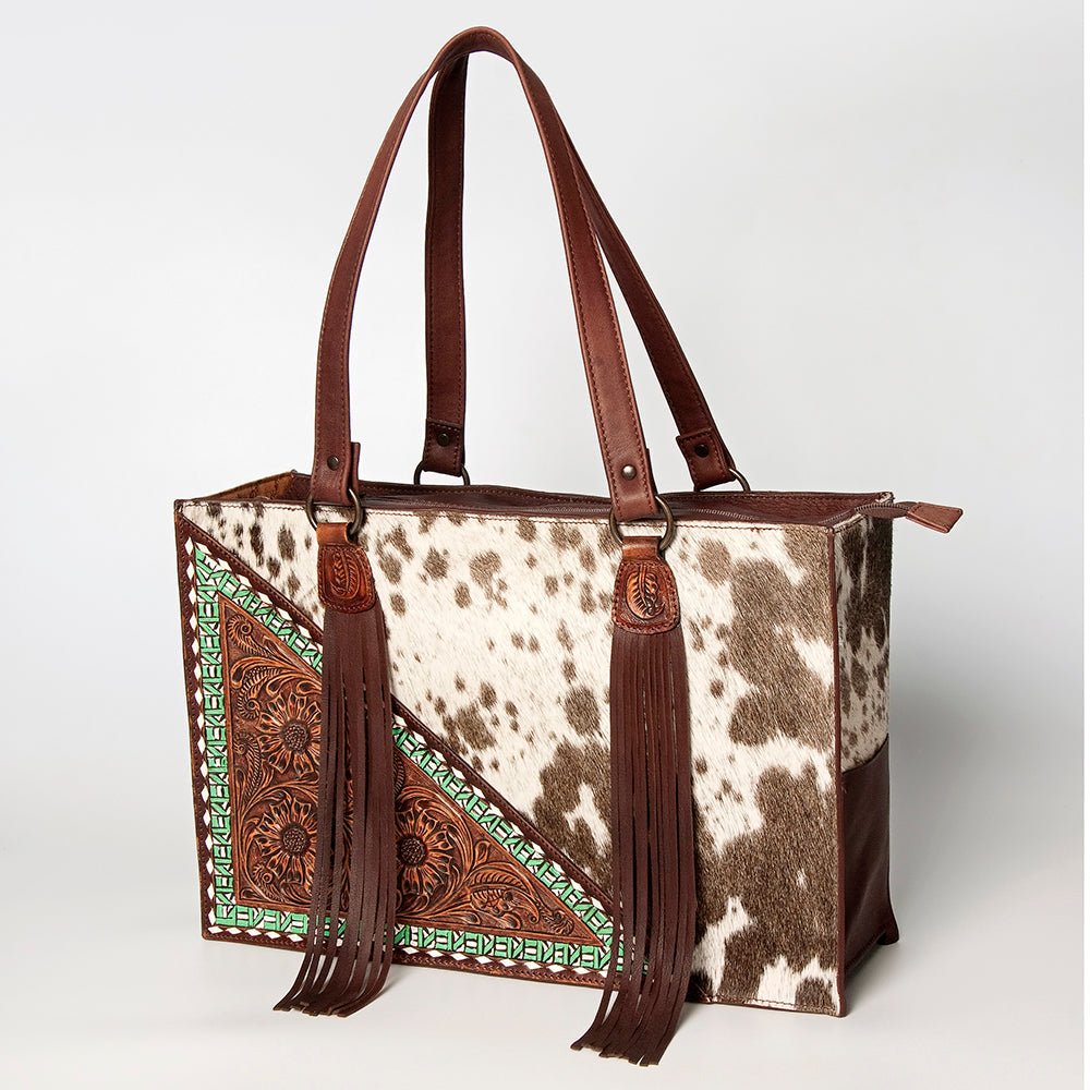 American Darling Hand Tooled Hair On Genuine Leather Women Bag Western Handbag Purse