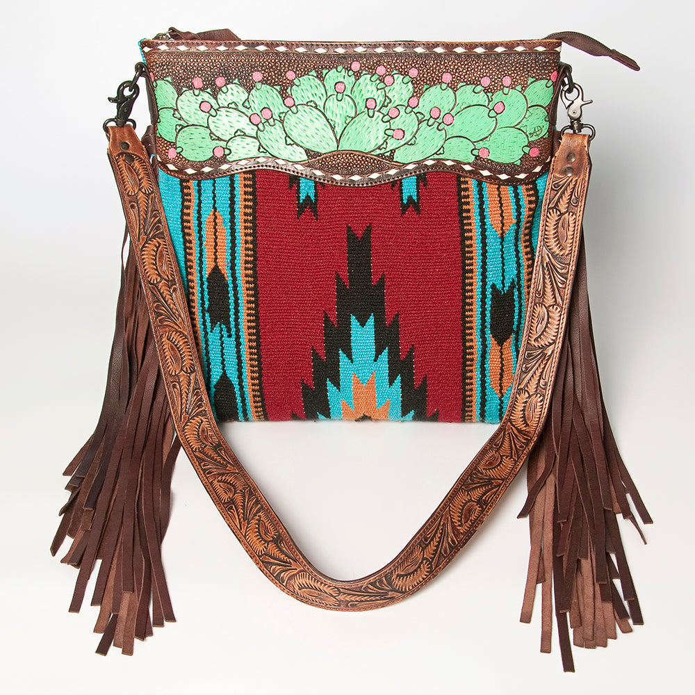 American Darling ADBGZ139A Signature Crossbody Hand Tooled Saddle Blanket Genuine Leather Women Bag Western Handbag Purse