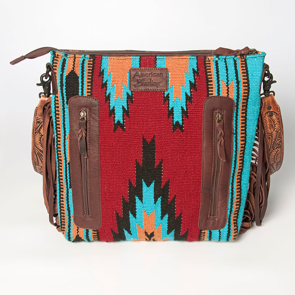 American Darling ADBGZ139A Signature Crossbody Hand Tooled Saddle Blanket Genuine Leather Women Bag Western Handbag Purse