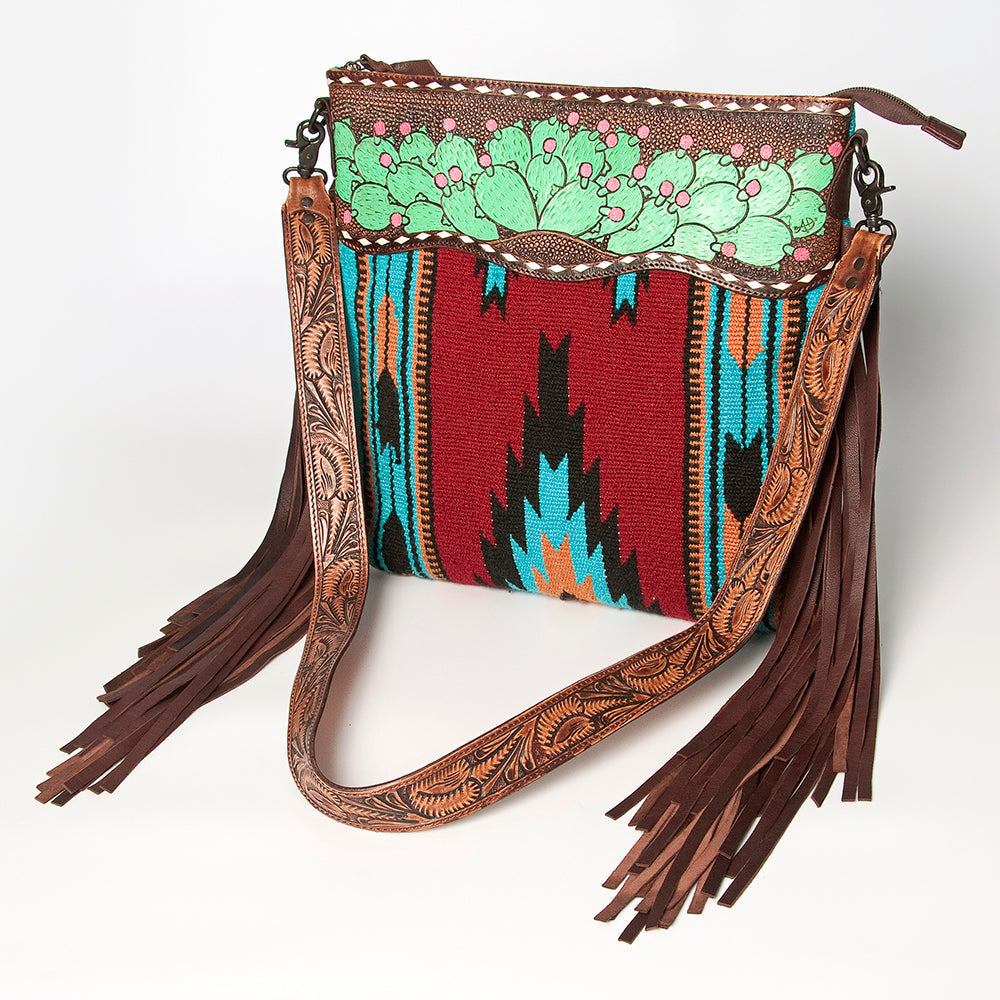 American Darling ADBGZ139A Signature Crossbody Hand Tooled Saddle Blanket Genuine Leather Women Bag Western Handbag Purse
