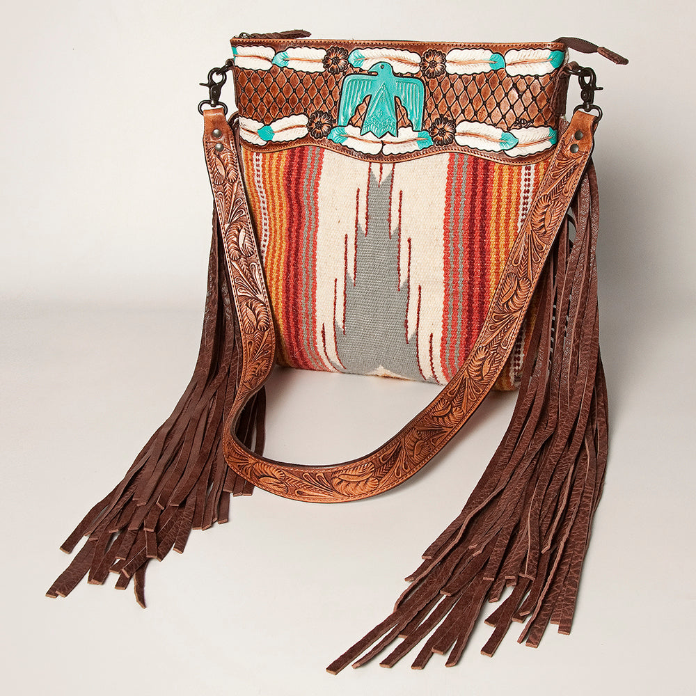 American Darling ADBGZ365 Signature Crossbody Hand Tooled Saddle Blanket Genuine Leather Women Bag Western Handbag Purse