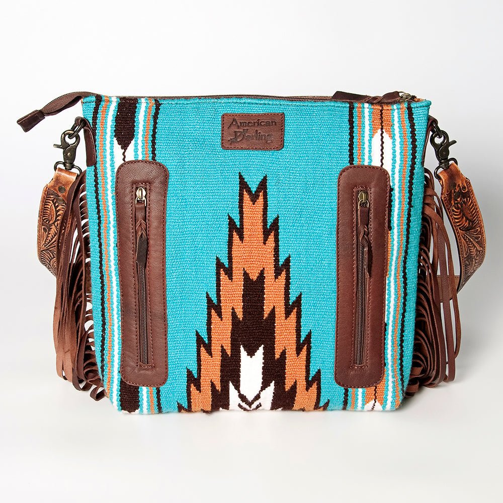 American Darling Signature Crossbody Hand Tooled Saddle Blanket Genuine Leather Women Bag Western Handbag Purse