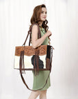 American Darling Tote Hand Tooled Hair On Genuine Leather Women Bag Western Handbag Purse