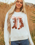 Amanda Embroidered Bow Boots Sweater