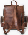 American Darling Backpack for Women, Hand Tooled Floral Leather, Hair-On Cowhide, Turquoise Concho, Genuine Western Leather
