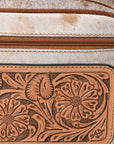 American Darling Backpack for Women, Hand Tooled Floral Leather, Hair-On Cowhide, Turquoise Concho, Genuine Western Leather