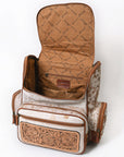 American Darling Backpack for Women, Hand Tooled Floral Leather, Hair-On Cowhide, Turquoise Concho, Genuine Western Leather
