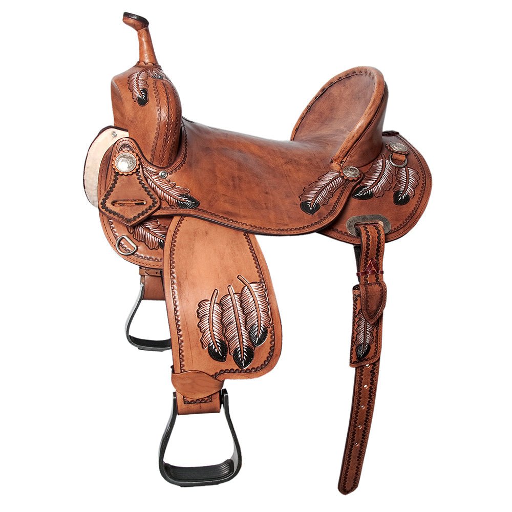 HILASON Flex Tree Western Horse Saddle in American Leather Barrel Trail | for Horses