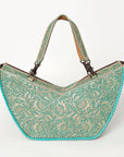 American Darling Tote Bag Western Leather Hand Tooled Floral Carved Full Grain Vegetable Tanned Genuine Leather 13x19