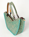 American Darling Tote Bag Western Leather Hand Tooled Floral Carved Full Grain Vegetable Tanned Genuine Leather 13x19