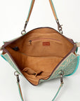 American Darling Tote Bag Western Leather Hand Tooled Floral Carved Full Grain Vegetable Tanned Genuine Leather 13x19