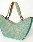 American Darling Tote Bag Western Leather Hand Tooled Floral Carved Full Grain Vegetable Tanned Genuine Leather 13x19
