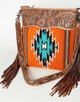 American Darling Signature Crossbody Hand Tooled Saddle Blanket Genuine Leather Women Bag Western Handbag Purse