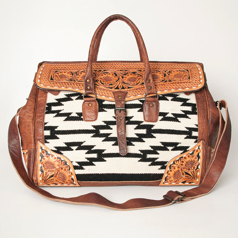 American Darling ADBG516 Duffel Hand Tooled Saddle Blanket Genuine Leather Women Bag Western Handbag Purse