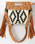 American Darling Clutch Hand Tooled Saddle Blanket Fabric Genuine Leather Western Women Bag Handbag Purse | Purses for Cute