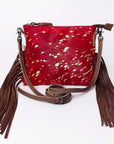 American Darling Western Small Crossbody Bag – Genuine Hair-On Cowhide Leather with Fringes, Adjustable Strap, Handcrafted in Texas
