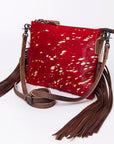 American Darling Western Small Crossbody Bag – Genuine Hair-On Cowhide Leather with Fringes, Adjustable Strap, Handcrafted in Texas