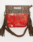 American Darling Clutch Hand Tooled Saddle Blanket Fabric Genuine Leather Western Women Bag Handbag Purse | Purses for Cute