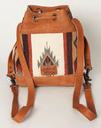 American Darling Bucket Bag for Women, Hand Tooled Floral Leather, Hand-Woven Saddle Blanket, Western Style Genuine Leather