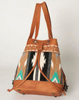 American Darling Bucket Bag for Women, Hand Tooled Floral Leather, Hand-Woven Saddle Blanket, Western Style Genuine Leather