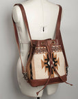 American Darling Bucket Bag for Women, Hand Tooled Floral Leather, Hand-Woven Saddle Blanket, Western Style Genuine Leather