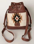 American Darling Bucket Bag for Women, Hand Tooled Floral Leather, Hand-Woven Saddle Blanket, Western Style Genuine Leather