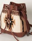 American Darling Bucket Bag for Women, Hand Tooled Floral Leather, Hand-Woven Saddle Blanket, Western Style Genuine Leather