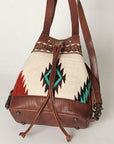 American Darling Bucket Bag for Women, Hand Tooled Floral Leather, Hand-Woven Saddle Blanket, Western Style Genuine Leather