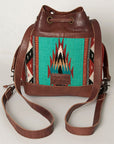 American Darling Bucket Bag for Women, Hand Tooled Floral Leather, Hand-Woven Saddle Blanket, Western Style Genuine Leather
