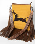 American Darling Messenger Hand Tooled Hair On Genuine Leather Western Women Bag Handbag Purse | Cute
