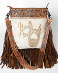 American Darling Messenger Hand Tooled Hair On Genuine Leather Western Women Bag Handbag Purse | Cute