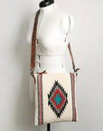 American Darling Large Cross body Bag for Women, Hand Tooled Floral Leather, Hand Woven Saddle Blanket, Genuine Leather Purse