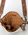 American Darling Large Cross body Bag for Women, Hand Tooled Floral Leather, Hand Woven Saddle Blanket, Genuine Leather Purse