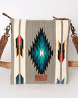 American Darling Large Cross body Bag for Women, Hand Tooled Floral Leather, Hand Woven Saddle Blanket, Genuine Leather Purse