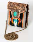American Darling Hand Tooled Hair On Genuine Leather Women Bag Western Handbag Purse