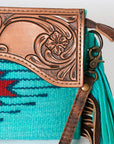 American Darling Hand Tooled Saddle Blanket Genuine Leather Women Bag Western Handbag Purse