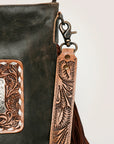 American Darling ADBGS192V Messenger Hand Tooled Hair On Genuine Leather Women Bag Western Handbag Purse