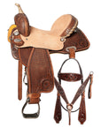 HILASON Western Horse Barrel Racing Saddle Trail American Leather Brown