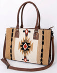 American Darling Tote Saddle Blanket Fabric Genuine Leather Western Women Bag Handbag Purse | for College Casual Travel Bags