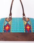 American Darling Tote Saddle Blanket Fabric Genuine Leather Western Women Bag Handbag Purse | for College Casual Travel Bags