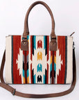 American Darling Tote Saddle Blanket Fabric Genuine Leather Western Women Bag Handbag Purse | for College Casual Travel Bags