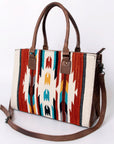 American Darling Tote Saddle Blanket Fabric Genuine Leather Western Women Bag Handbag Purse | for College Casual Travel Bags
