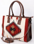 American Darling Tote Saddle Blanket Fabric Genuine Leather Western Women Bag Handbag Purse | for College Casual Travel Bags