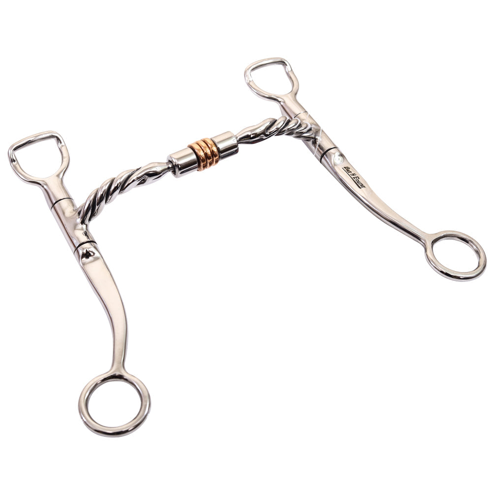 Bar H Equine Twisted Wire Straight Shank Tongue Relief Bit W/ Copper Roller Ring| Bits for Horses|Horse Bit |horse bits|snaffle Bits for Horses|horse bits and bridles