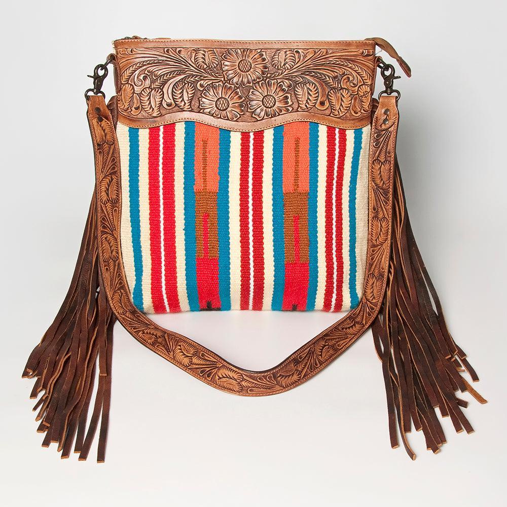 American Darling ADBGZ633 Signature Crossbody Hand Tooled Saddle Blanket Genuine Leather Women Bag Western Handbag Purse